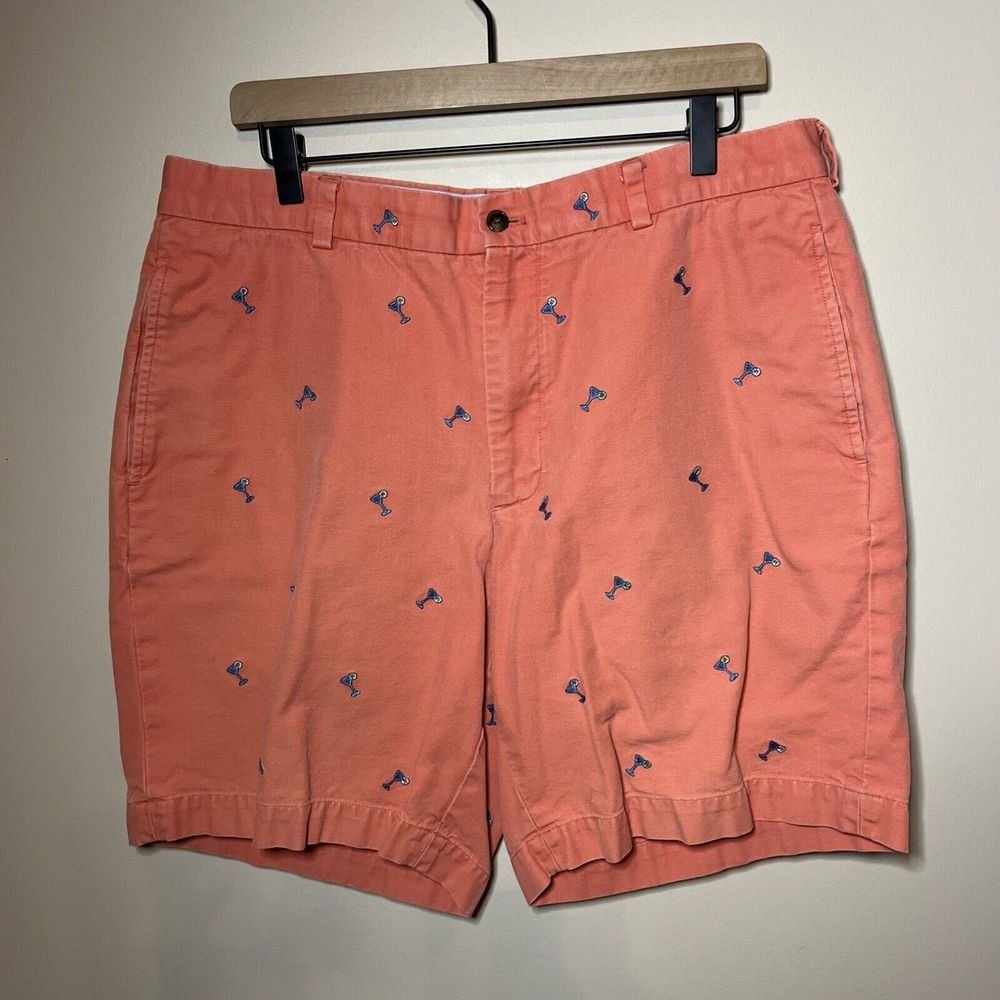Brooks Brothers Men's Martini Shorts Salmon Pink 36 Embroidered Vacation Cruise - Picture 1 of 7